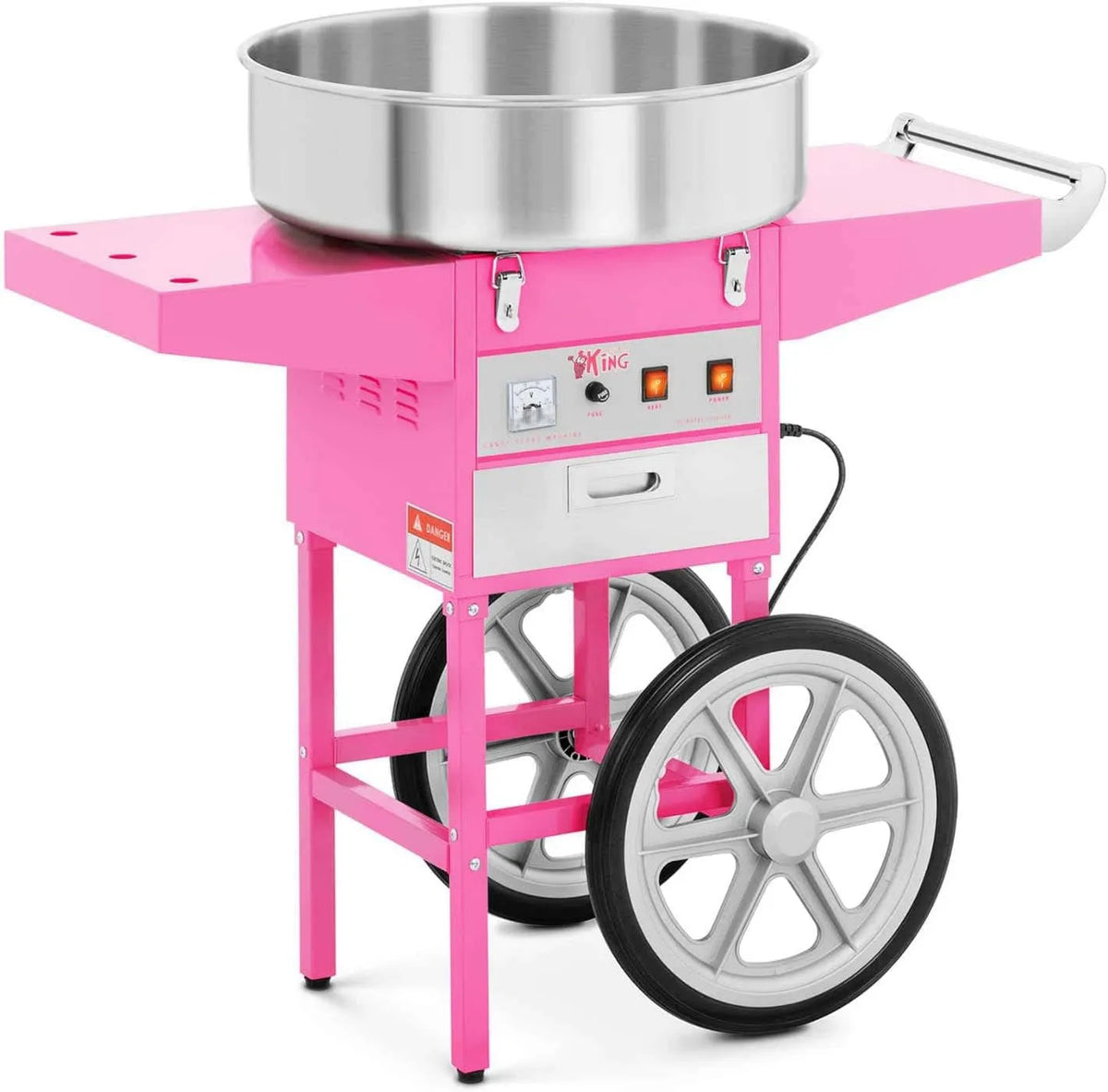 Candy RCZC-1200-W, 52 cm, Royal Catering maszyna do waty cukrowej z wózkiem, Cotton Machine, w zestawie akcesoria