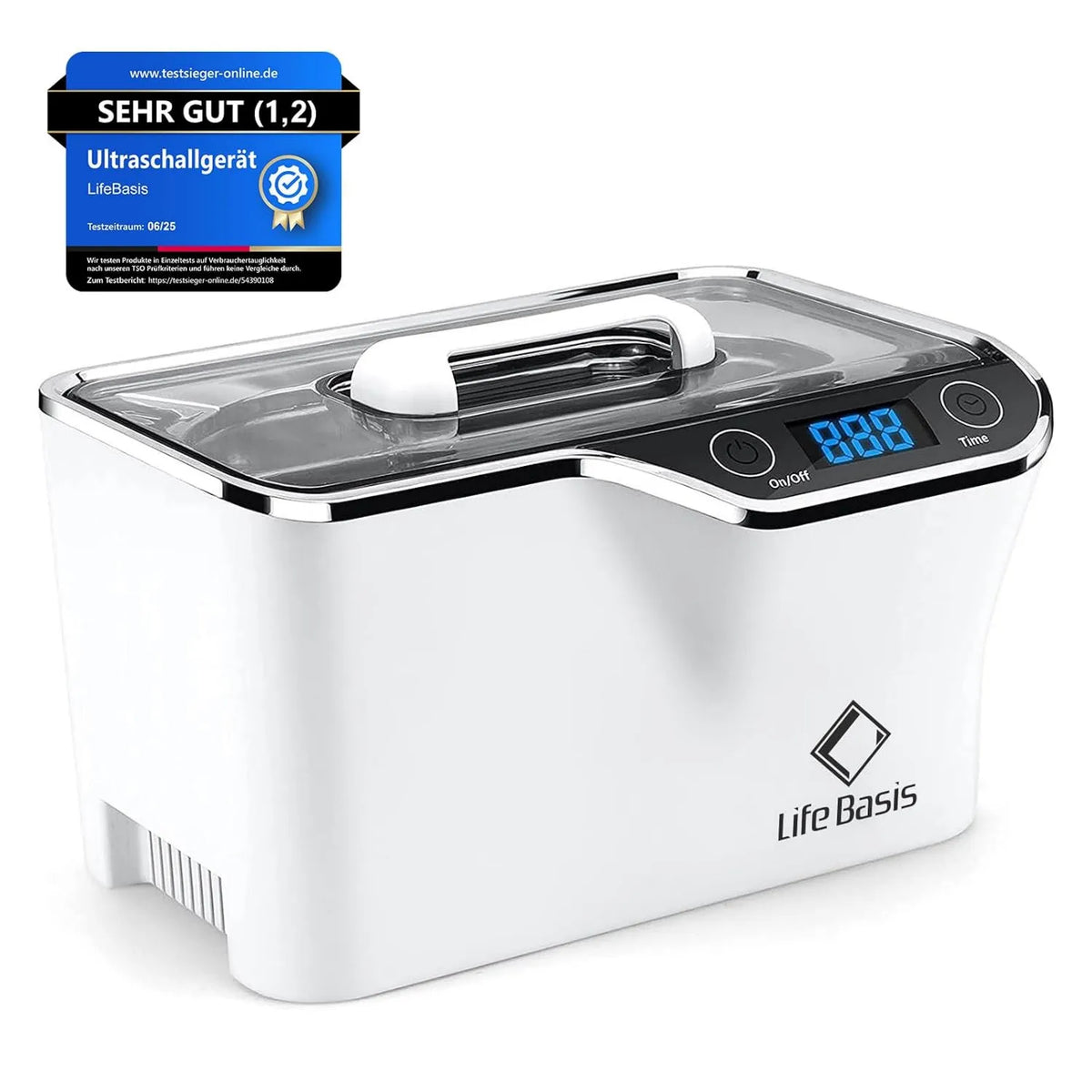 LifeBasis, Ultradźwiękowy zbiornik do czyszczenia, Czyściciel, 50 W, 600 ml, dotyk, 5 trybów, do okularów
