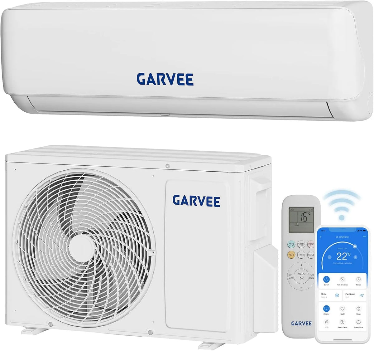 Zstar klimatyzator split, R32 Klimatyzator, instalacja ścienna, licznik czasu, Inverter, cichy, Idealny do 110 m², R32 gaz, Centralny klimatyzator rozdziela 12000 BTU