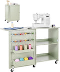 VEVOR, Maszyna do szycia, półka, stół, koła ruszające, zielony, drewno