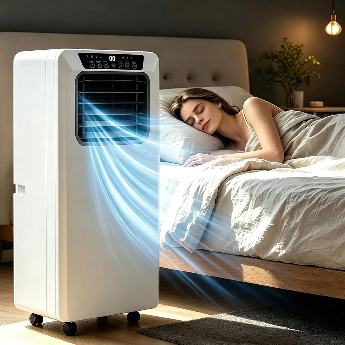 HUANQIN klimatyzator przenośny, Klimatyzator 12, 000btu, plener, koła jezdne, tłumik