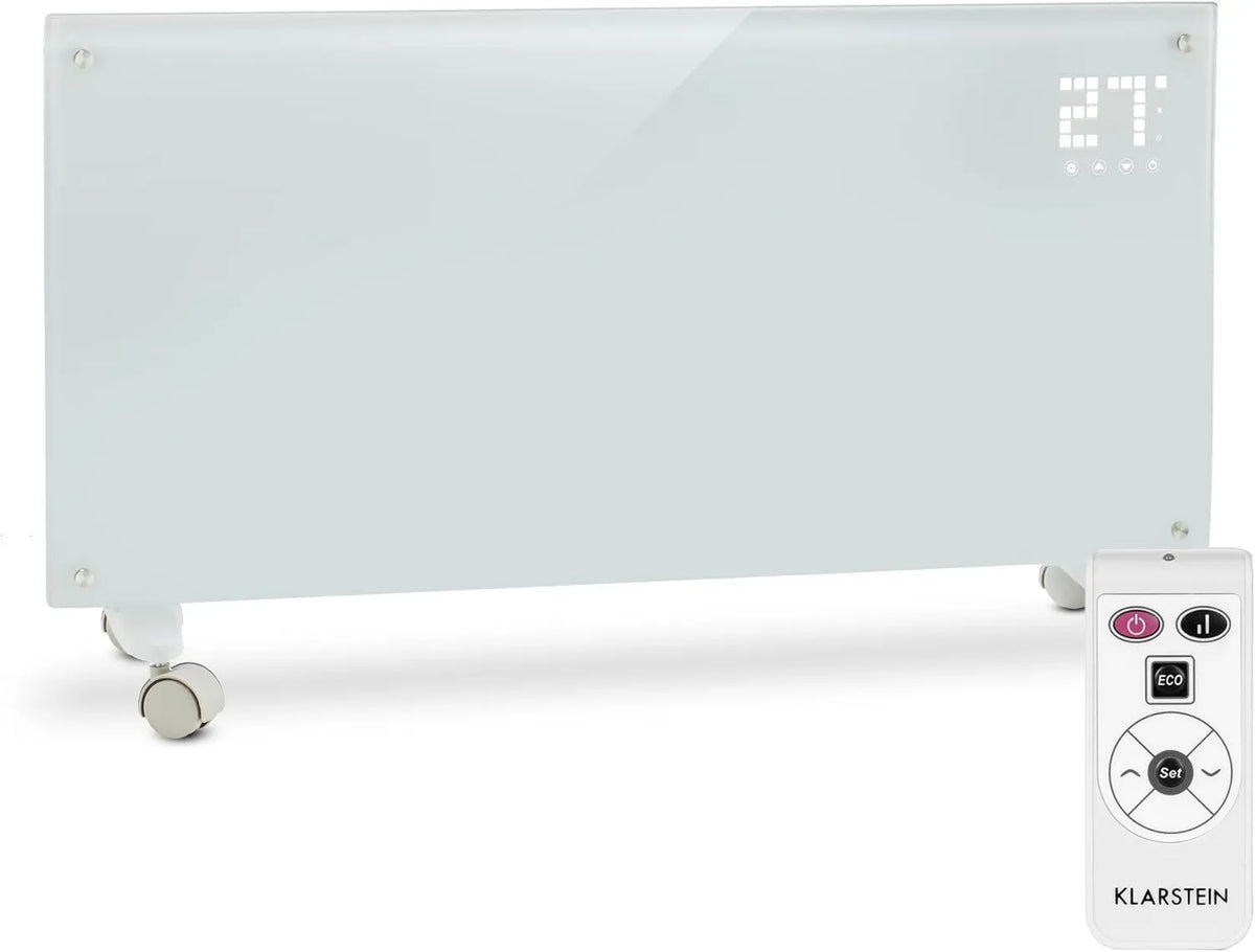 KLARSTEIN grzejnik elektryczny, 2000 W, 5 do 45°C, licznik czasowy, wyświetlacz LCD, biały, idealny do pomieszczeń do 40 m², standard IP24, tryb ECO