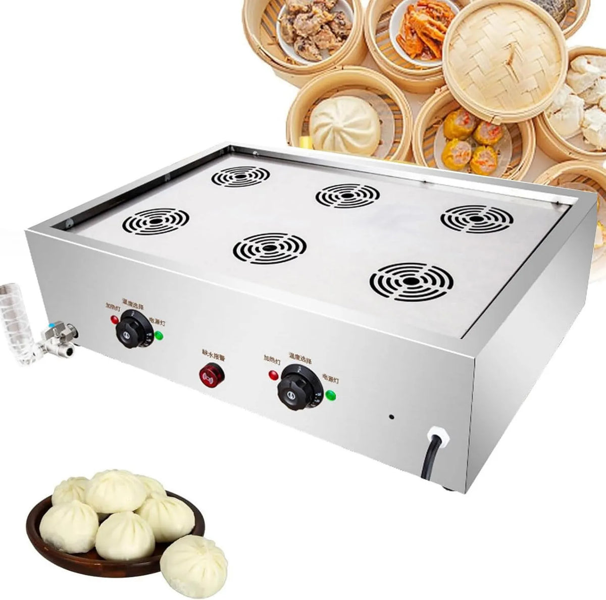 SUNBGRPYE, Grzejnik elektryczny 6Holes, 30 do 110°C, podgrzewacz, para, profesjonalny, Elektryczna kuchenka parowa Do Brioche, Do Briochs Vapor