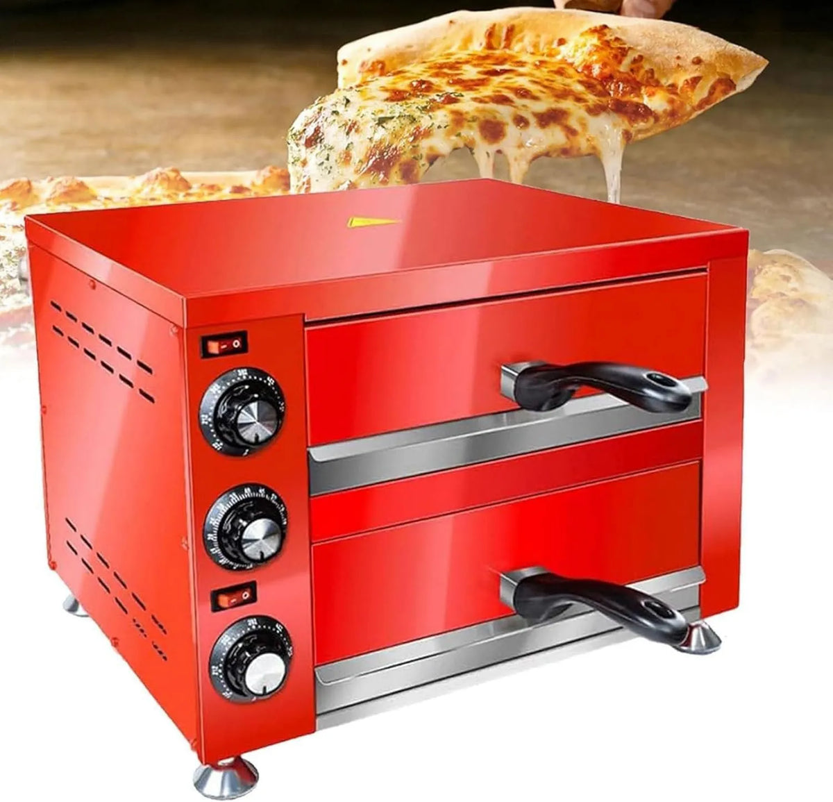 YXYLJOZ piec do pizzy, Elektryczny, 12 cali, licznik czasowy, profesjonalny, 2 strefy temperaturowe, regulowana temperatura i 60 minut, 30 cm