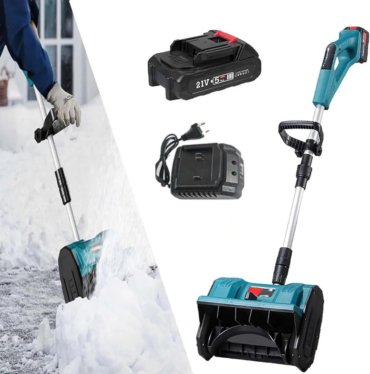 RayGenius, 2Xbateria, 33 Cm, bezprzewodowy Snowshoe, bezprzewodowy Snowshoe i bez miotły z akumulatora 2Xbattery